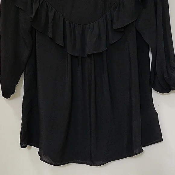 Anthro MAEVE RUFFLE COLD SHOULDER CUT OUT LIGHTWEIGHT BLACK DRESSY BLOUSE SIZE 2 - Picture 8 of 15